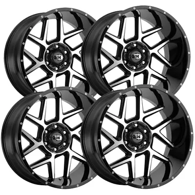 (Set-4) Vision 360 Sliver 22x12 6x5.5  -57mm Black/Machined Wheels Rims 22  Inch • $1119.96