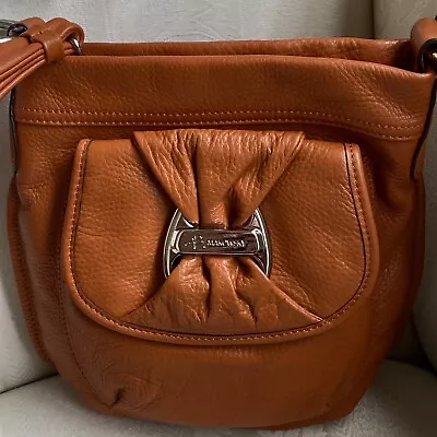 B Makowsky Burnt Orange Soft Leather Crossbody Handbag Purse • $55