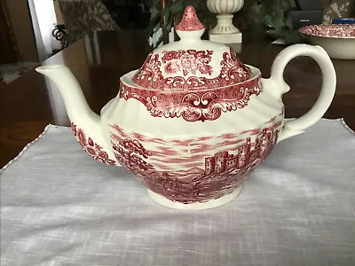 Vinage British Anchor Olde Country Castles Red Ironstone Tea Pot • £52.55