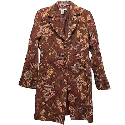 Cabi Floral Coat Jacket Size 10 Jacobean Brocade Tapestry Jacquard Embroidered • $59.97