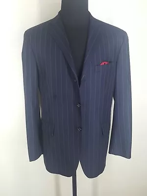 DAVID CHU Made In Italy Striped Pure Wool Sport Coat  3 Btn Side Vents  44 Reg • $79