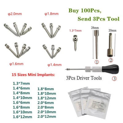 $2.84 • Buy Dental Mini Screws Implants Bone Anchor Wrench Screwdriver Micro Screws 15 Size