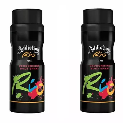 Addiction Rio Man Deodorising Body Spray 150ml X 2 • £14.99