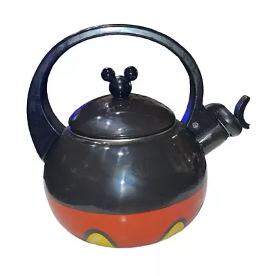 Disney Parks Mickey Mouse Teapot Tea Kettle  W/ Harmonic Whistle Black & Red • $24.99