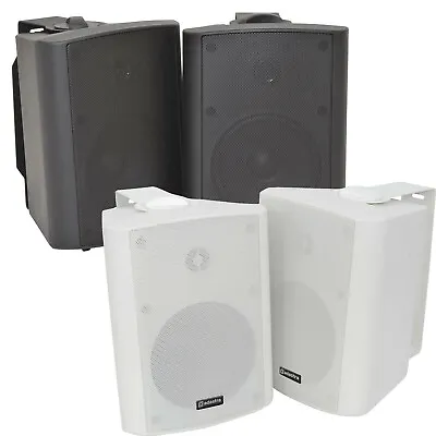 5.25  2 Way Compact Stereo HiFi Speakers 90W Pair Home Mini Wall Mount ABS • £78.52