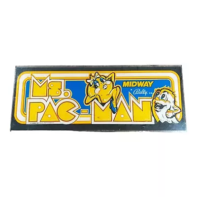 Vintage 1981 Midway Bally Ms. Pac-Man Arcade Game Marquee Sign 9  X 23  • $44.95