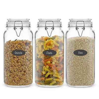 Airtight Glass Jars With Lids Set Of 3. 78Oz Glass Jar With Lid And 6 Silicone S • $34.63