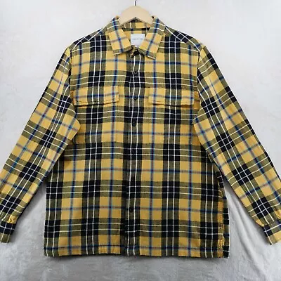 American Eagle Men Size L Plaid Yellow Flannel Long Sleeve Casual Shirt • $19.99