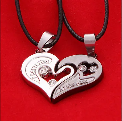Men Women Stainless Steel Lover Couple Necklace I Love You Heart Pendant Gift H • $1.08