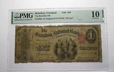 $1 1865 Brandon Vermont National Currency Bank Note Bill 404 Original Series Ace • $759.99