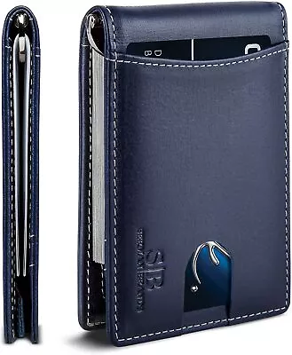 Blocking Slim Bifold Genuine Leather Minimalist Front Pocket Wallets For Men • $43.19