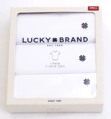 Lucky Brand White V Neck Short Sleeve T Tee Shirt 3 In Package New In Box Men's  • $44.99