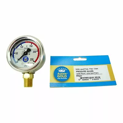 £20.68 • Buy New Pool Filter Pressure Gauge Side Mount Aussie Gold Wika S/S - Sand & Cartridg