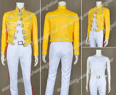 $89.99 • Buy Queen Band Cosplay Lead Vocals Freddie Mercury Costume Yellow Coat Suit Jacket