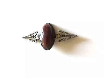 Vintage  Donna Darrow Silver Agate Southwestern Native Arrow Brooch Rare • $50