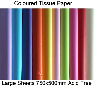 15 LARGE SHEETS QUALITY TISSUE PAPER GIFT WRAP  75cm X 50cm ARTS. CRAFT. KIDS. • £3.99
