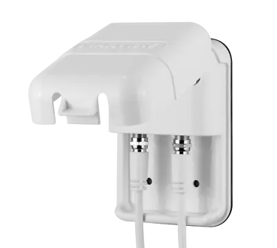 MAXVIEW WEATHERPROOF SIDE CABLE ENTRY GLAND SATELLITE TV 2x F CONNECTION CARAVAN • £21.99