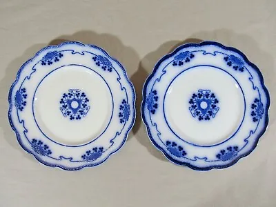 Set Of 2 Antique W.H. Grindley LORNE Flow Blue 7 7/8  Salad Plates England • $19.95