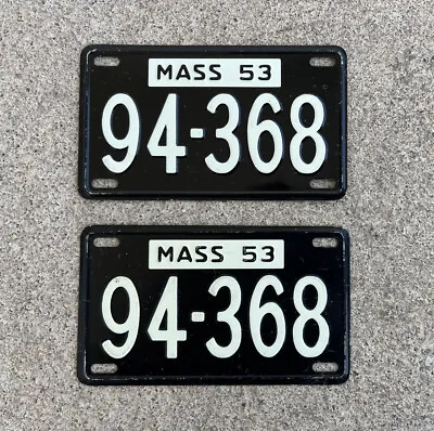 1953 State Of Massachusetts License Plate Set Of 2 MA Bicycle Mini Plates • $25