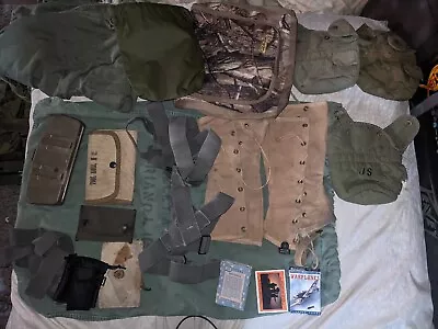Surplus Military Lot Cards Vietnam Canteen Gaiters Tools Israel Suspenders  • $55
