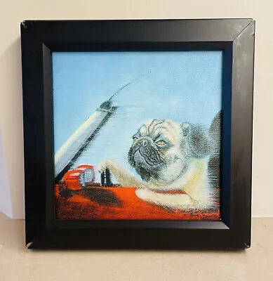 Pug Dog In Red Mini Cooper 6 X6  Signed 4/45 Ltd Edition Print Canvas Framed • £24.33