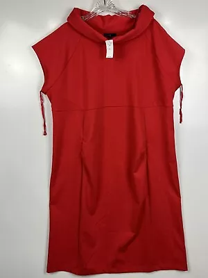 Gap Womens Maternity Dress XXL Cowl Neck Cap Sleeve Fit Flare SS Ponte Red. • $15.76