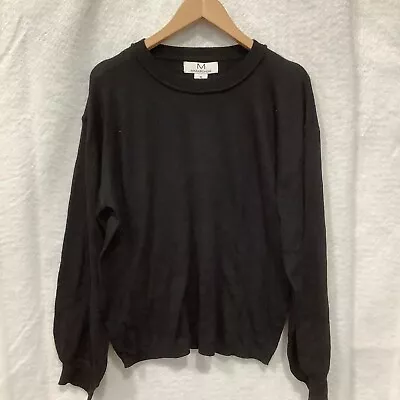 Magaschoni Womens Long Sleeve Round Neck Black Pullover Sweater Size Medium • $59.99