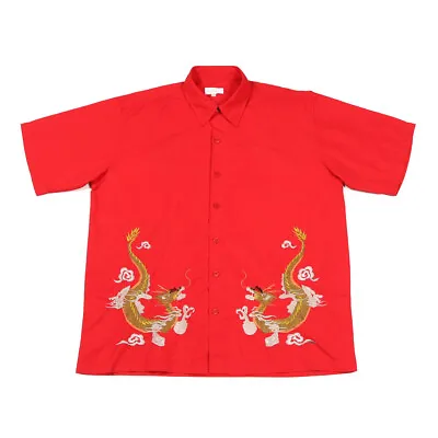 Chinese Dragon Embroidered Shirt | Large | Vintage Retro Festival 90s Y2K • £13