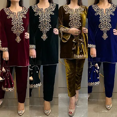 Heavy Viscos Velvet Salwar Kameez Indian Party Pakistani Designer Wear N-90 • £37.43