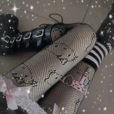 NEW Kawaii Hello Kitty Japanese Lolita Black Fishnet Pantyhose Tights Stockings • £3.59