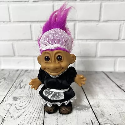 Vintage Russ Troll Doll French Maid Outfit Fishnet Stockings Pink Hair 5 Inch • $11