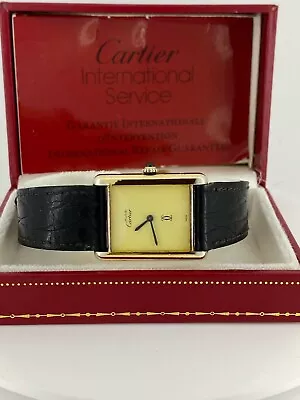 Must De Cartier Tank Gold-Plated Silver Gilt Manual Wind Mens' Watch. Box Papers • $2250.78