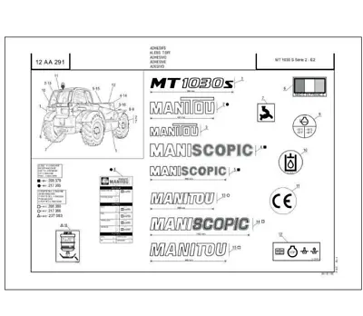 Manitou MT1030S S2 E2 Parts Catalog • £29.99