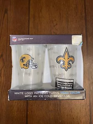 $35 • Buy NFL Saints New Orleans 16 Oz Color Changing 2 Pack Glass Pint Set 2014 Vintage
