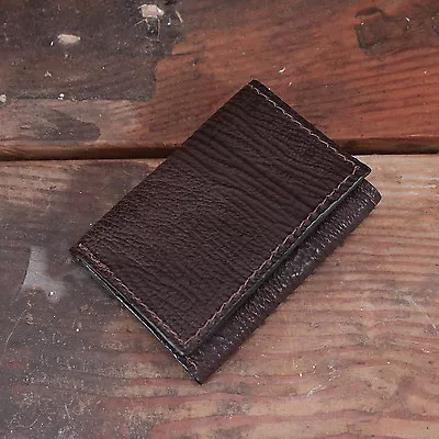 Brown Shark Trifold Wallet Amish Hand Made From Genuine Shark Skin Tri Fold • $89.95