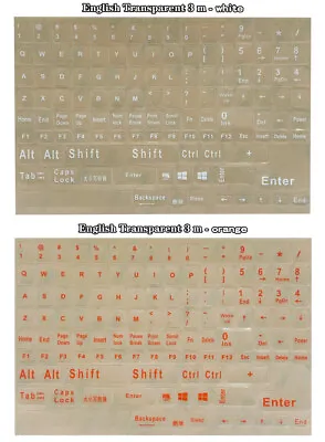 3M Transparent FULL Keyboard Stickers ENGLISH See-Through Clear Laptop Mac PCs • £3.99