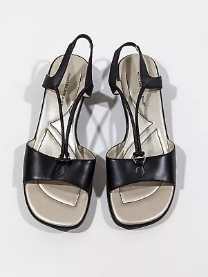 Montego Bay Club Women's Sandals Size 7 Black Wedge Strappy Comfort • $17.85