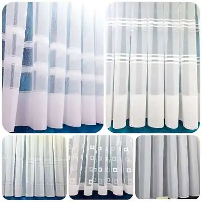 White Net Curtain Net Curtains Straight Base With Slot Top Sold By The Metre • £8