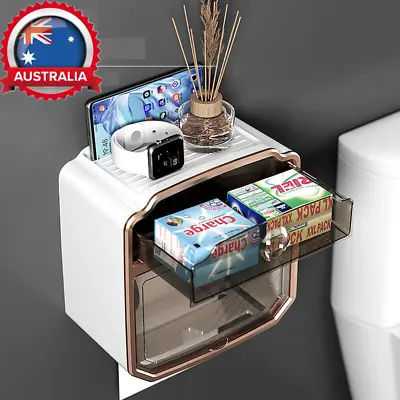 $23.94 • Buy Waterproof Roll Paper Dispenser Toilet Paper Holder Wall Mount Rack Tissue Box