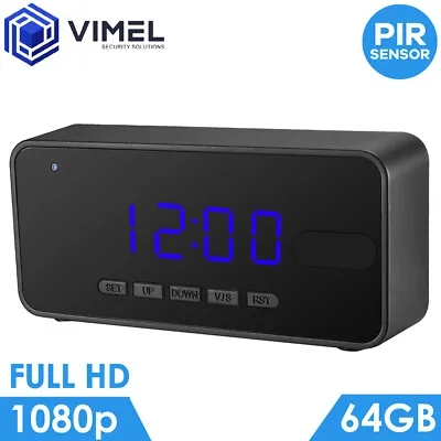 $198.99 • Buy Home Alarm Digital 64GB Clock Security Indoor Camera PIR Sensor 
