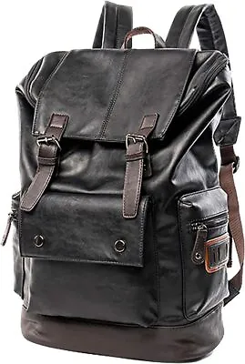 Large Casual Men's Leather Laptop Backpack Vintage Travel Rucksack For College • $29.89