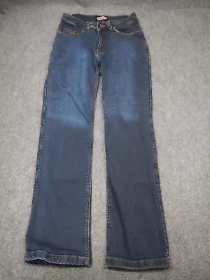 Sliders Jeans Women's Size 4 Blue Dark Wash Straight Leg Denim Made With Kevlar • $34.50