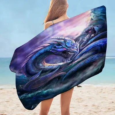 Scary Dragon Monster Of The Ocean Microfiber Beach Towel • $37.90
