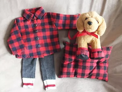 Maplelea Diefenbaker The Dog In Plaid Boots With Matching Pillow And Doll Outfit • $58.33