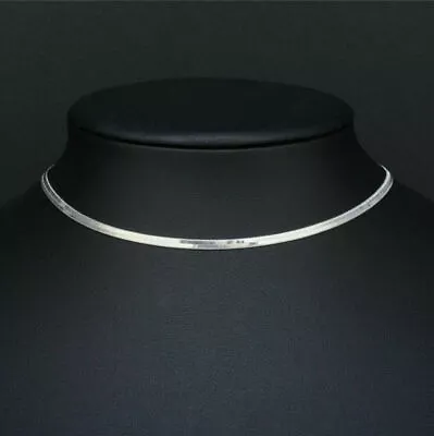 £3.99 • Buy Simple Sexy Gold Silver Plated Shiny Flat Plain Snake Bone Chain Choker Necklace