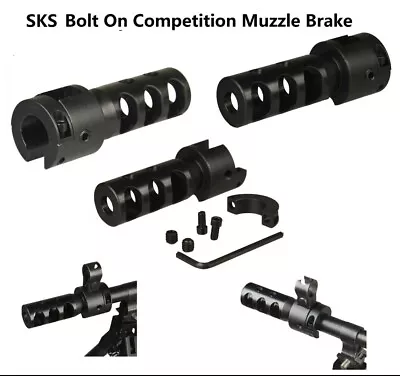 SKS 7.62X39mm Bolt On Competition Muzzle Brake Recoil Reducer 2PC Tighten Screws • $42.98