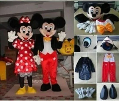 【TOP SALE】Adult Mickey& Minnie Mouse Mascot Costume Suit Party Fancy Dress Size • $130.99