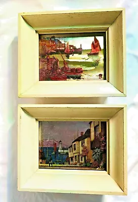 Framed Wall Art 1950s Foil  Pair Universal Picture Frame & Art Co Chicago #3643 • $13.99