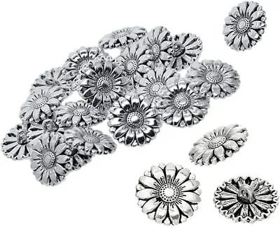 £7.26 • Buy 40Pcs Metal Coat Button Antiqued Silver Flower Buttons Metal Blazer Buttons Rou