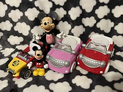 Disney Mickey Minnie Mouse Pink Red Clubhouse Car Vehicles Plus Figures Bundle • £12.50